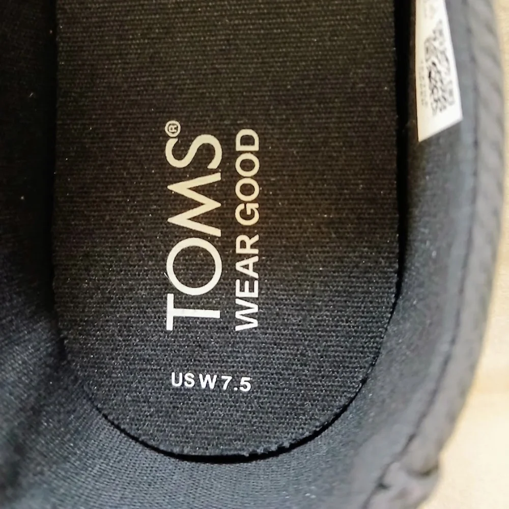 NWT Toms Black Distressed Twill Alpargata Slip On